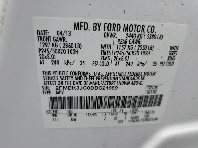 Photo 14 from auction – 2013 FORD EDGE with VIN 2FMDK3JC0DBC21989