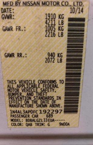 Photo 10 from auction – 2015 NISSAN ALTIMA 2.5 with VIN 1N4AL3AP0FC192297