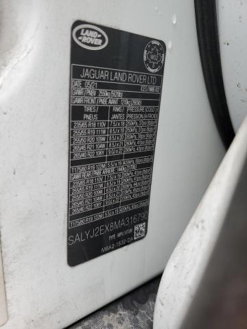 Photo 14 from auction – 2021 LAND ROVER RANGE ROVE with VIN SALYJ2EX8MA316790