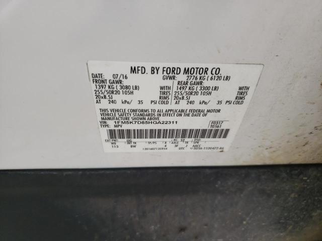 Photo 14 from auction – 2017 FORD EXPLORER X with VIN 1FM5K7D85HGA22311