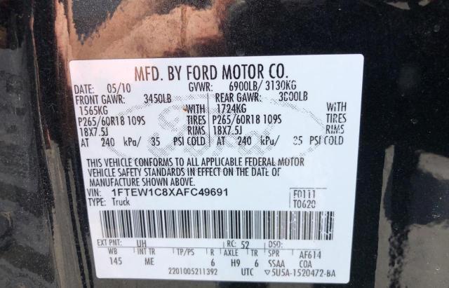 Photo 10 from auction – 2010 FORD F150 SUPER with VIN 1FTEW1C8XAFC49691