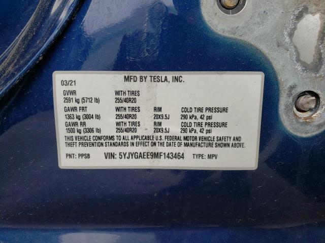 Photo 14 from auction – 2021 TESLA MODEL Y with VIN 5YJYGAEE9MF143464