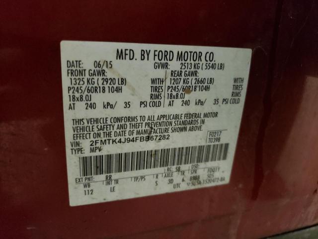 Photo 14 from auction – 2015 FORD EDGE SEL with VIN 2FMTK4J94FBB67282