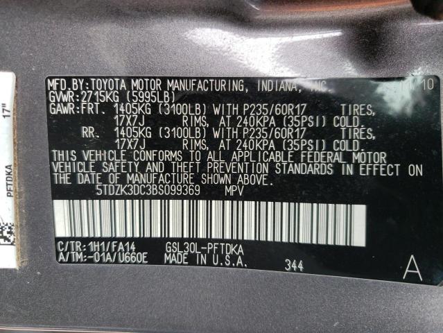Photo 14 from auction – 2011 TOYOTA SIENNA with VIN 5TDZK3DC3BS099369