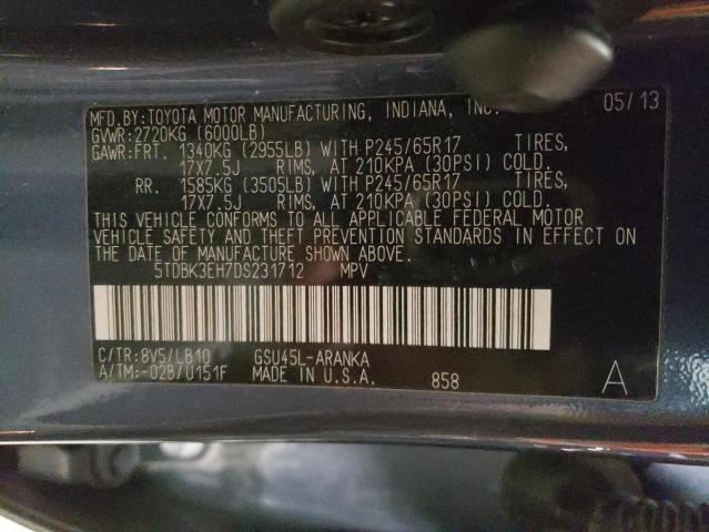 Zdjęcie 14 z aukcji – 2013 TOYOTA HIGHLANDER z VIN 5TDBK3EH7DS231712