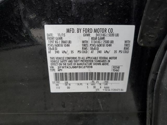 Photo 14 from auction – 2015 FORD EDGE SEL with VIN 2FMTK3J98FBC27008