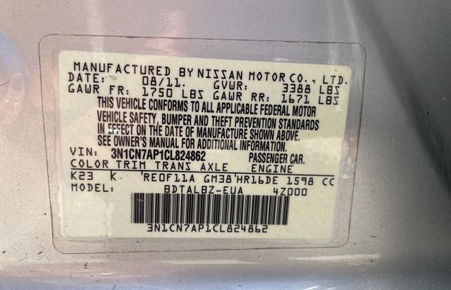 Photo 10 from auction – 2012 NISSAN VERSA S with VIN 3N1CN7AP1CL824862