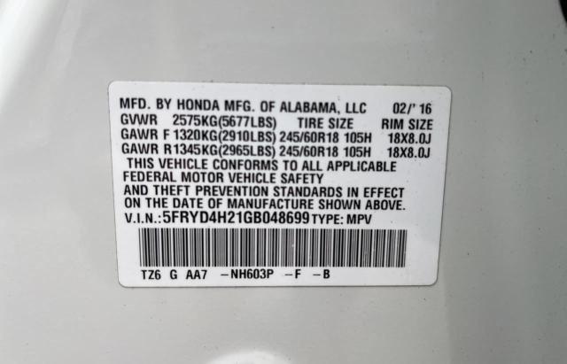 Photo 10 from auction – 2016 ACURA MDX with VIN 5FRYD4H21GB048699