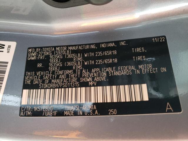 Photo 14 from auction – 2023 TOYOTA HIGHLANDER with VIN 5TDKDRBH7PS011315