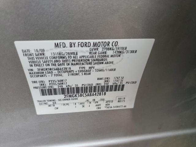 Photo 14 from auction – 2010 FORD FLEX SE with VIN 2FMGK5BC5ABA42818