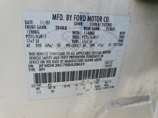 Photo 14 from auction – 2008 FORD EDGE SEL with VIN 2FMDK38C78BA28623