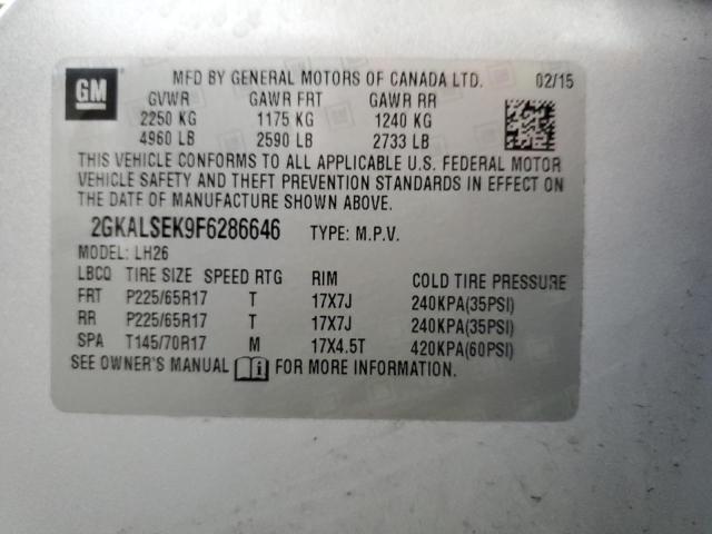 Photo 14 from auction – 2015 GMC TERRAIN SL with VIN 2GKALSEK9F6286646