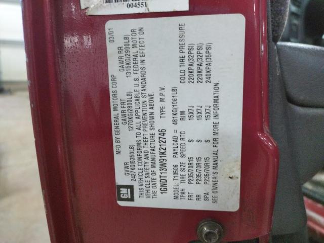 Photo 14 from auction – 2001 CHEVROLET BLAZER with VIN 1GNDT13W91K212746