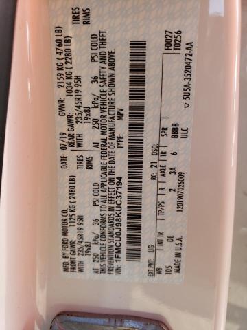 Photo 14 from auction – 2019 FORD ESCAPE TIT with VIN 1FMCU0J98KUC37194