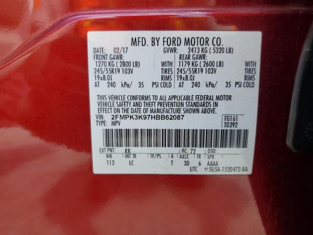 Photo 14 from auction – 2017 FORD EDGE TITAN with VIN 2FMPK3K97HBB62087