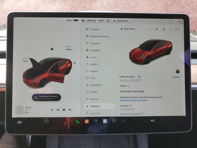 Photo 9 from auction – 2021 TESLA MODEL 3 with VIN 5YJ3E1EC7MF070156