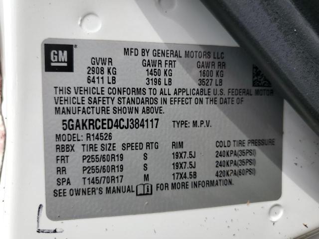 Photo 14 from auction – 2012 BUICK ENCLAVE with VIN 5GAKRCED4CJ384117