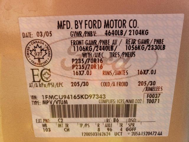 Photo 14 from auction – 2005 FORD ESCAPE LIM with VIN 1FMCU94165KD97343