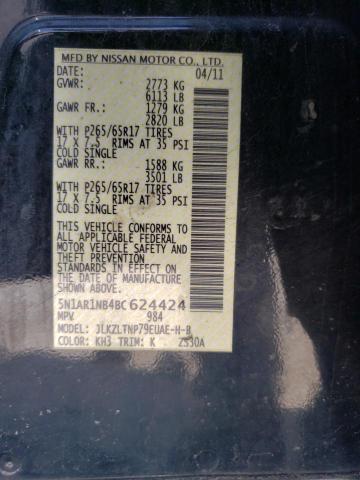 Photo 14 from auction – 2011 NISSAN PATHFINDER with VIN 5N1AR1NB4BC624424