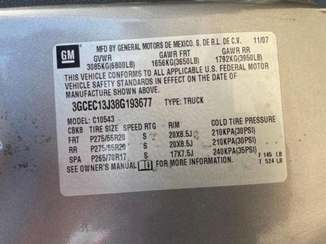 Photo 10 from auction – 2008 CHEVROLET SILVERADO with VIN 3GCEC13J38G193677