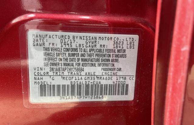 Photo 10 from auction – 2017 NISSAN SENTRA S with VIN 3N1AB7AP7HY258684