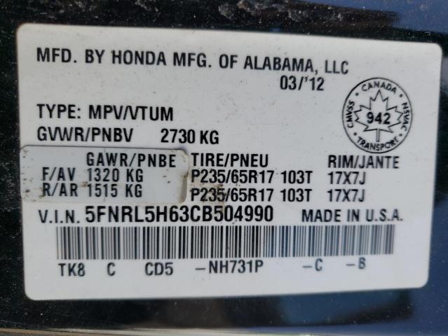 Photo 14 from auction – 2012 HONDA ODYSSEY EX with VIN 5FNRL5H63CB504990