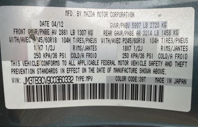 Photo 10 from auction – 2012 MAZDA CX-9 with VIN JM3TB3CV9C0360332