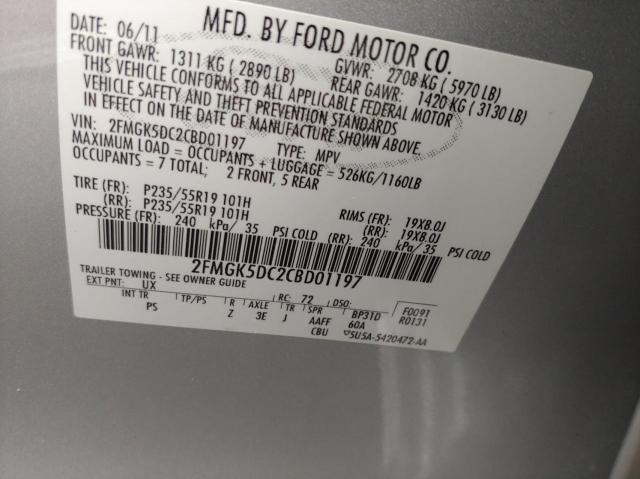 Photo 10 from auction – 2012 FORD FLEX LIMIT with VIN 2FMGK5DC2CBD01197