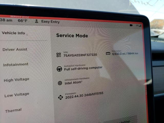 Фото 9 с аукциона – 2022 TESLA MODEL Y с VIN 7SAYGAEE8NF327220