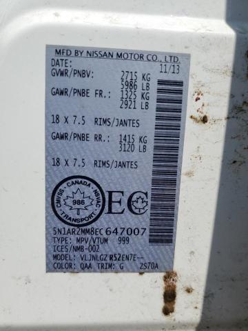 Photo 14 from auction – 2014 NISSAN PATHFINDER with VIN 5N1AR2MM8EC647007