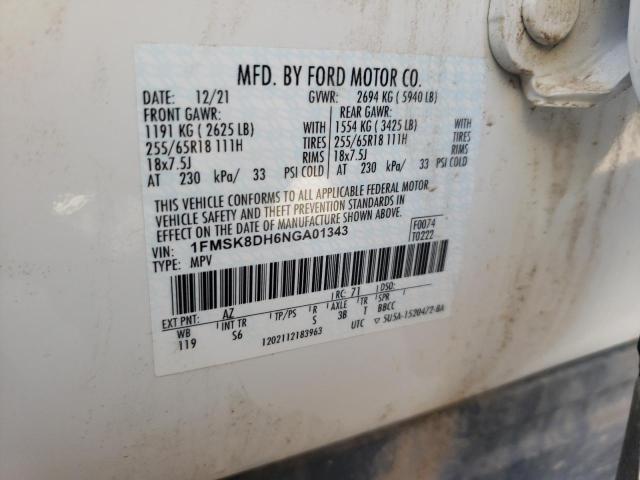 Photo 14 from auction – 2022 FORD EXPLORER X with VIN 1FMSK8DH6NGA01343