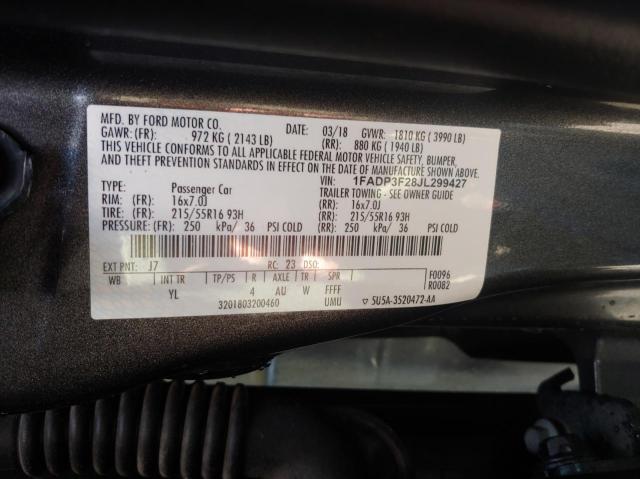 Photo 10 from auction – 2018 FORD FOCUS SE with VIN 1FADP3F28JL299427