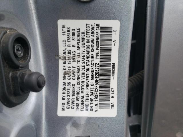Photo 14 from auction – 2017 HONDA CIVIC LX with VIN 19XFC2F50HE205272