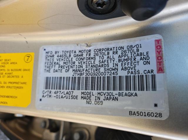 Photo 10 from auction – 2002 LEXUS ES 300 with VIN JTHBF30G920007245