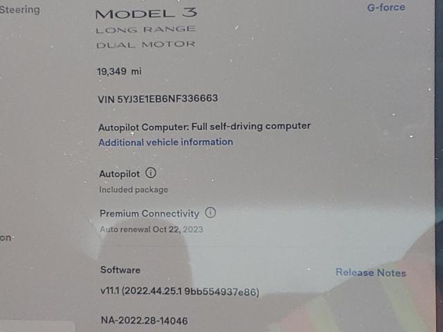 Photo 9 from auction – 2022 TESLA MODEL 3 with VIN 5YJ3E1EB6NF336663