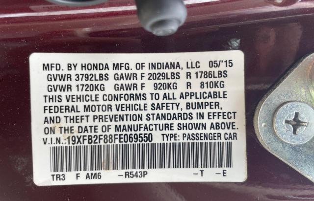 Photo 10 from auction – 2015 HONDA CIVIC EX with VIN 19XFB2F88FE069550