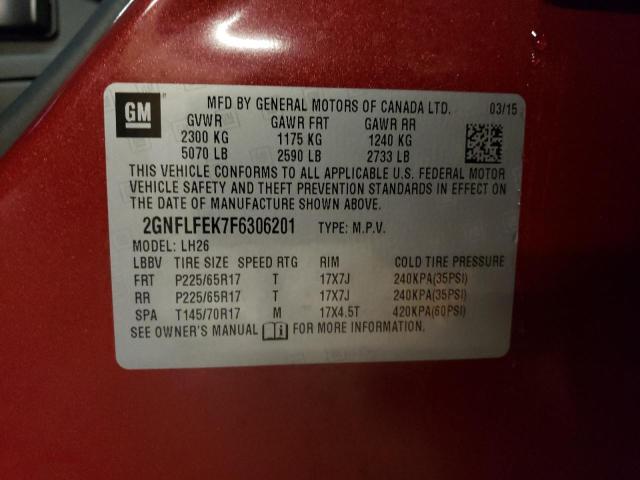 Photo 14 from auction – 2015 CHEVROLET EQUINOX LT with VIN 2GNFLFEK7F6306201