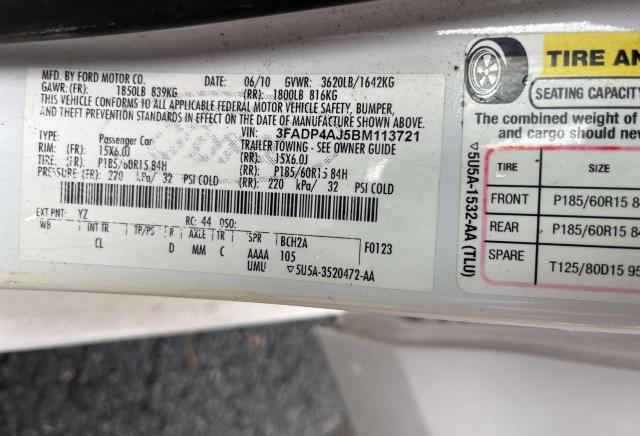 Photo 10 from auction – 2011 FORD FIESTA S with VIN 3FADP4AJ5BM113721