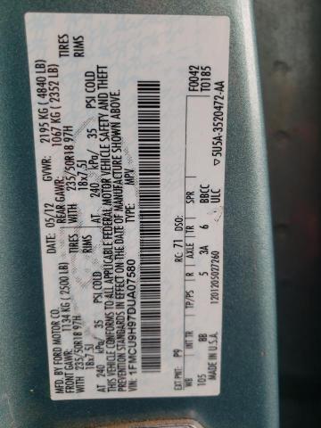 Photo 14 from auction – 2013 FORD ESCAPE SEL with VIN 1FMCU9H97DUA07580