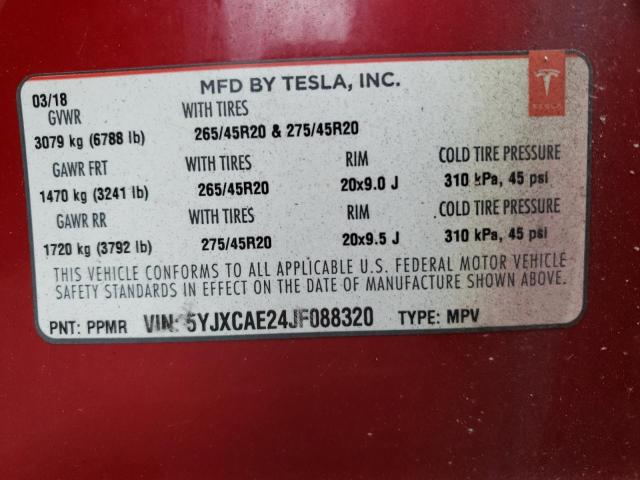 Photo 14 from auction – 2018 TESLA MODEL X with VIN 5YJXCAE24JF088320