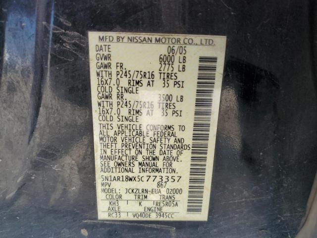 Photo 14 from auction – 2005 NISSAN PATHFINDER with VIN 5N1AR18WX5C773357