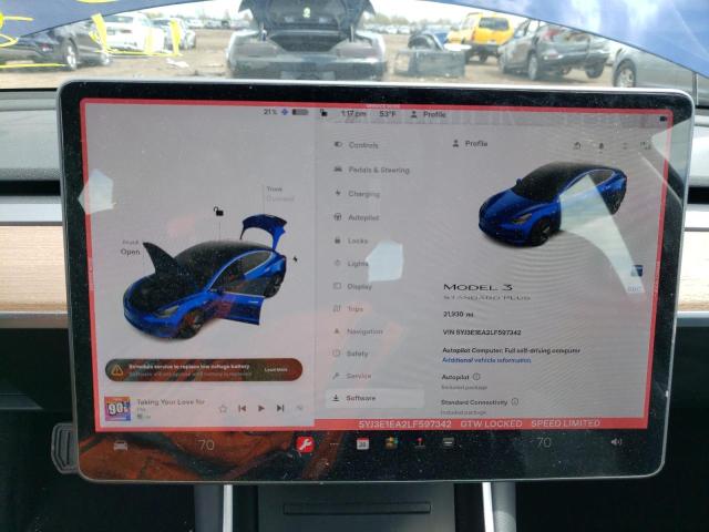 Photo 9 from auction – 2020 TESLA MODEL 3 with VIN 5YJ3E1EA2LF597342