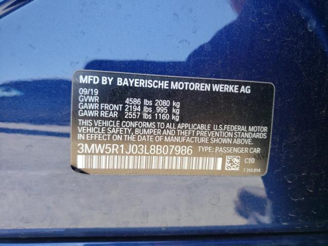 Photo 10 from auction – 2020 BMW 330I with VIN 3MW5R1J03L8B07986