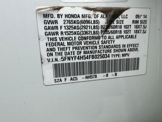Photo 10 from auction – 2015 HONDA PILOT EXL with VIN 5FNYF4H54FB025034