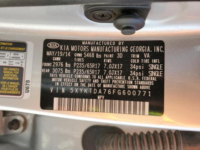 Photo 14 from auction – 2015 KIA SORENTO LX with VIN 5XYKTDA76FG600771