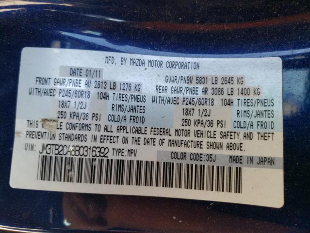 Photo 14 from auction – 2011 MAZDA CX-9 with VIN JM3TB2CA8B0316392