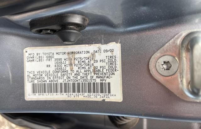 Photo 10 from auction – 2001 LEXUS LX 470 with VIN JTJHT00W713501575