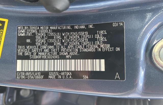 Photo 10 from auction – 2014 TOYOTA HIGHLANDER with VIN 5TDDKRFH9ES024945