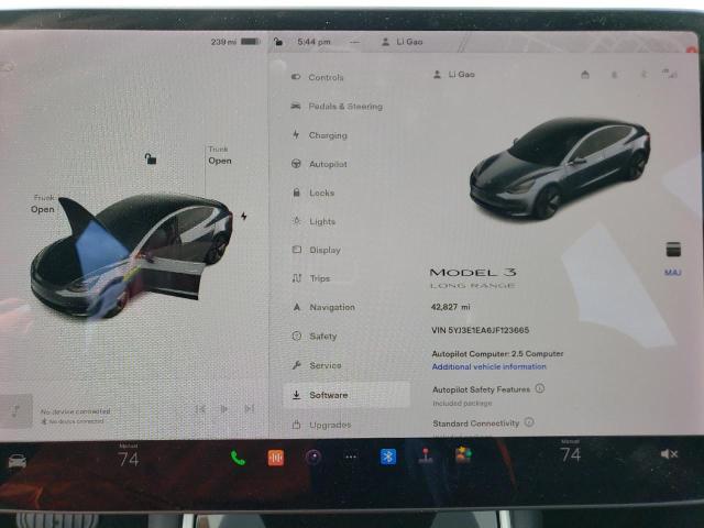 Photo 9 from auction – 2018 TESLA MODEL 3 with VIN 5YJ3E1EA6JF123665