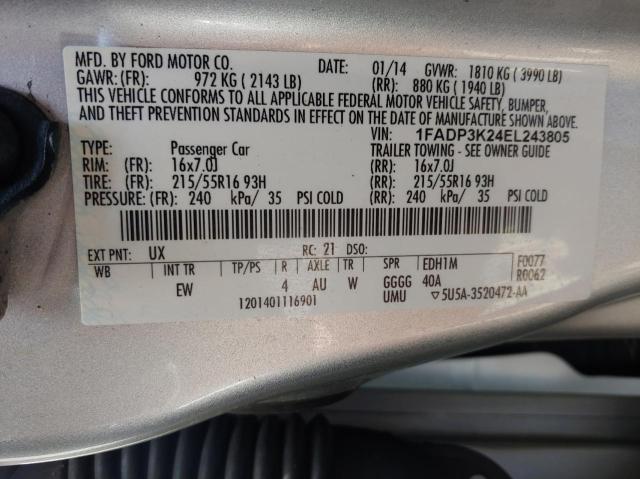 Photo 10 from auction – 2014 FORD FOCUS SE with VIN 1FADP3K24EL243805